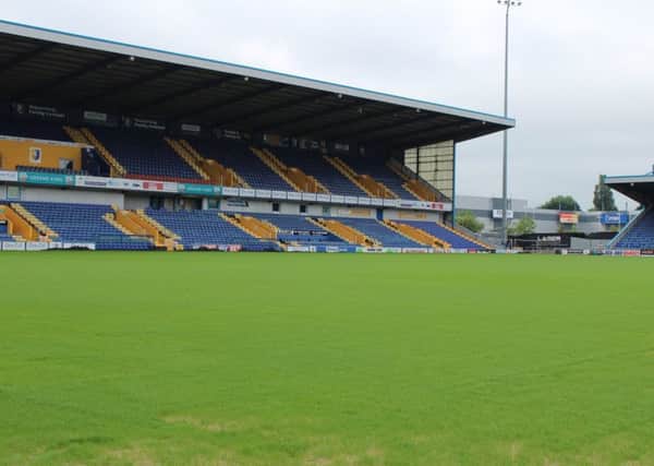 The Mansfield Town pitch, which is undergoing renovation work.