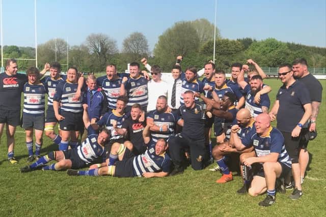 Mansfield celebrate winning the cup.