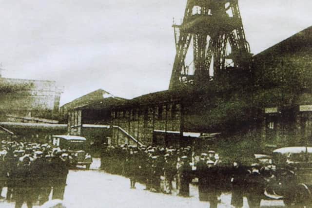 Relatives and rescuers on the colliery surface after the tragedy. Picture submitted by Sandra Struggles.