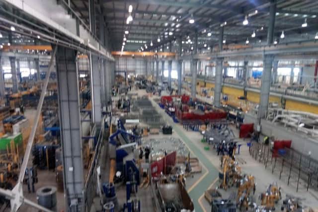 Inside the concrete factory.