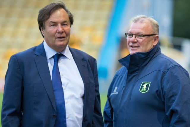 Mansfield Town chairman John Radford with manager Steve Evans - Pic By James Williamson