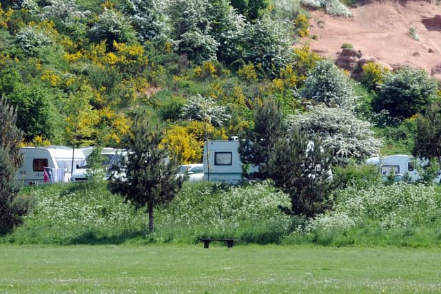 Travellers set up on Spider Park.