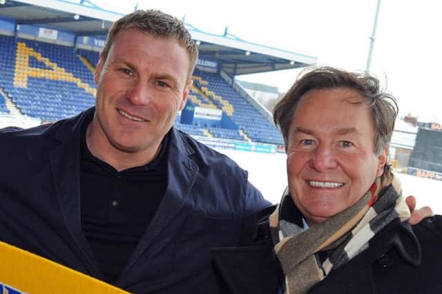 Mansfield Town owner, John Radford, with manager David Flitcroft.