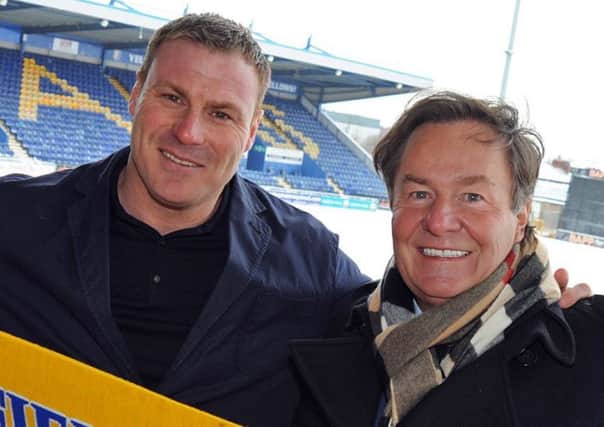 Mansfield Town owner, John Radford, with manager David Flitcroft.