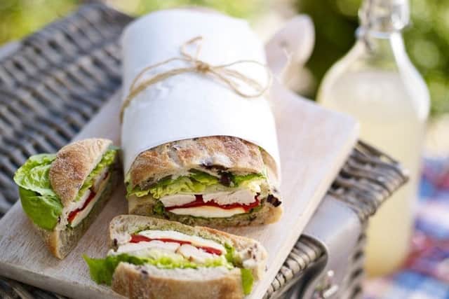 Chicken and Mozzarella Sandwich Loaf. Photo by Jason Ingram. Recipe courtesy of www.makemoreofsalad.com
