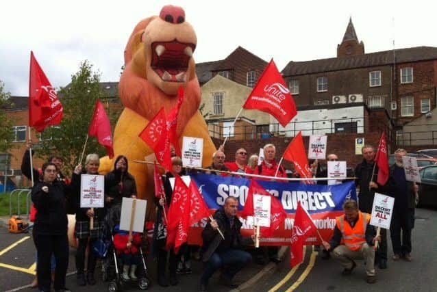 Unite union and Derbyshire Unemployed Workers Centre campaigners rallied for affected staff when they attended a previous Chesterfield magistrates court hearing concerning former Sports Direct chief executive David Forsey.
